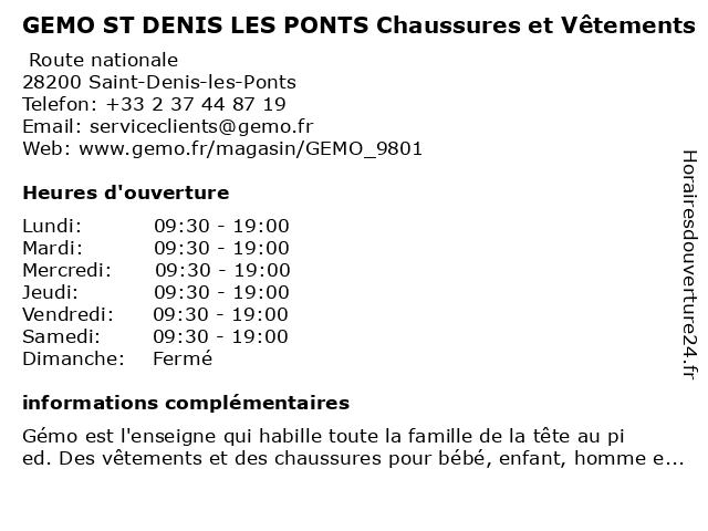 Gemo st denis les ponts clearance